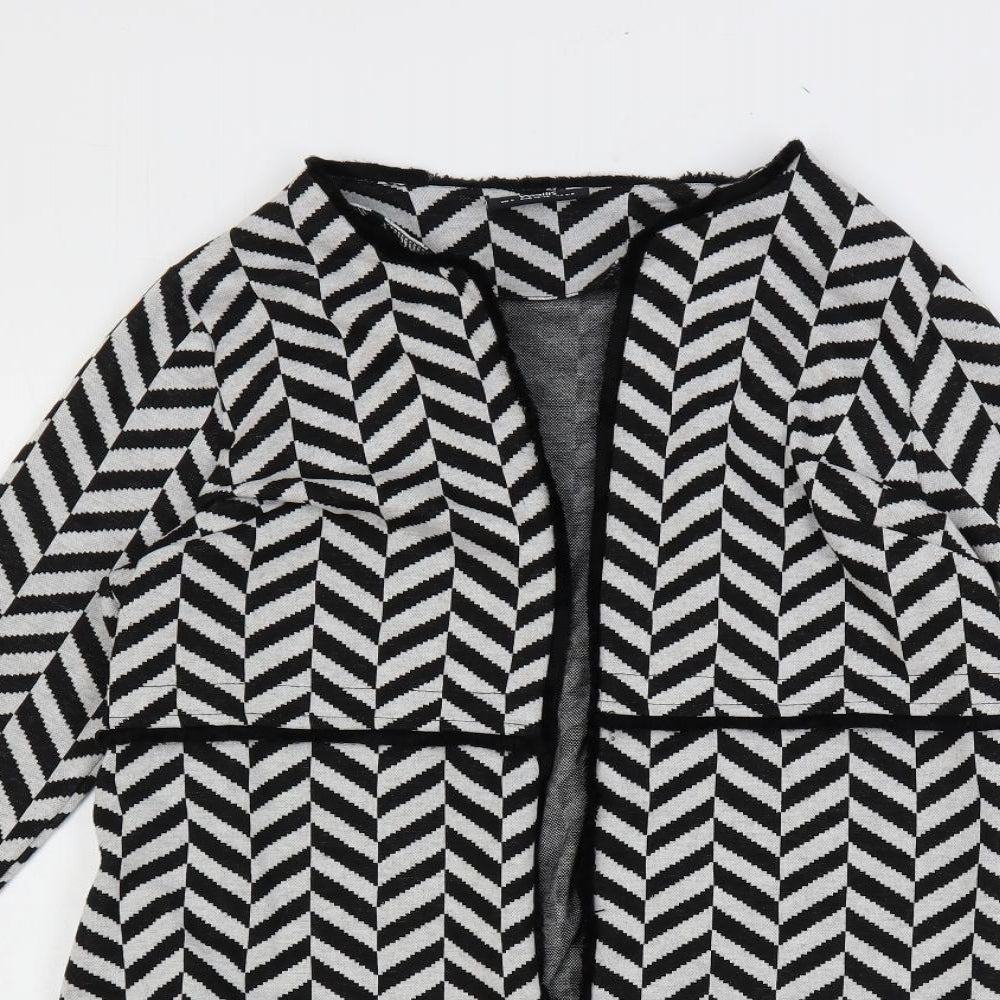 Wallis Womens Black V-Neck Geometric Polyester Cardigan Jumper Size S - Open