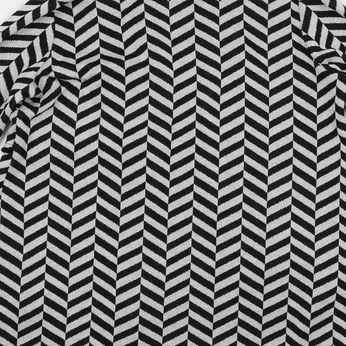 Wallis Womens Black V-Neck Geometric Polyester Cardigan Jumper Size S - Open