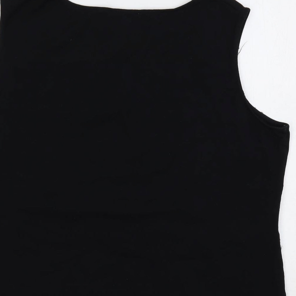 Marks and Spencer Womens Black Nylon Basic Tank Size 22 Boat Neck - Lace Detail