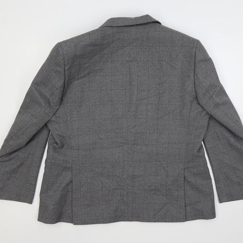 Marks and Spencer Mens Grey Plaid Polyester Jacket Sport Coat Size 46 Regular