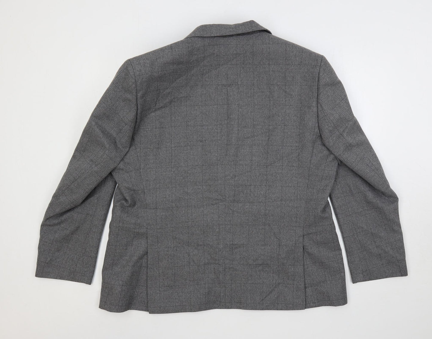 Marks and Spencer Mens Grey Plaid Polyester Jacket Sport Coat Size 46 Regular