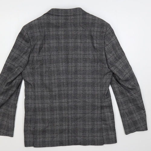 Marks and Spencer Mens Grey Plaid Polyester Jacket Suit Jacket Size 38 Regular