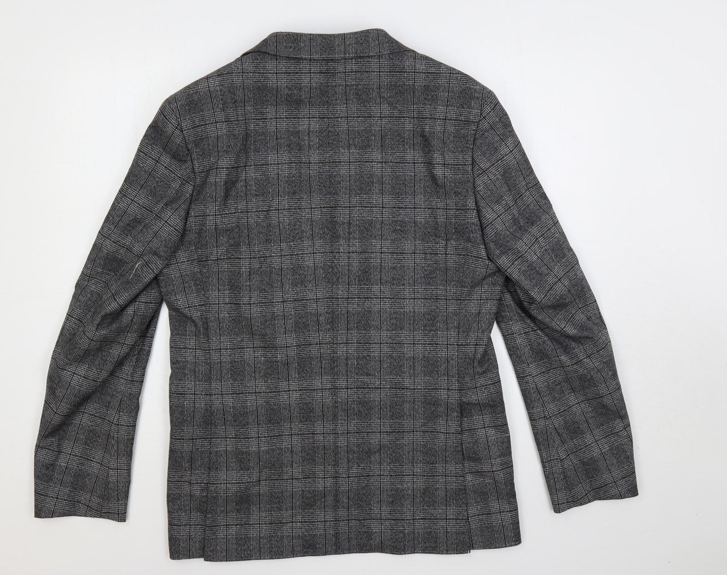 Marks and Spencer Mens Grey Plaid Polyester Jacket Suit Jacket Size 38 Regular