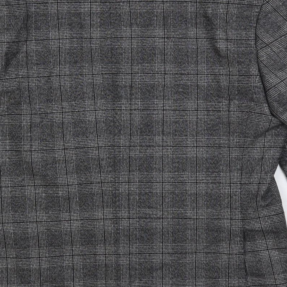 Marks and Spencer Mens Grey Plaid Polyester Jacket Suit Jacket Size 38 Regular
