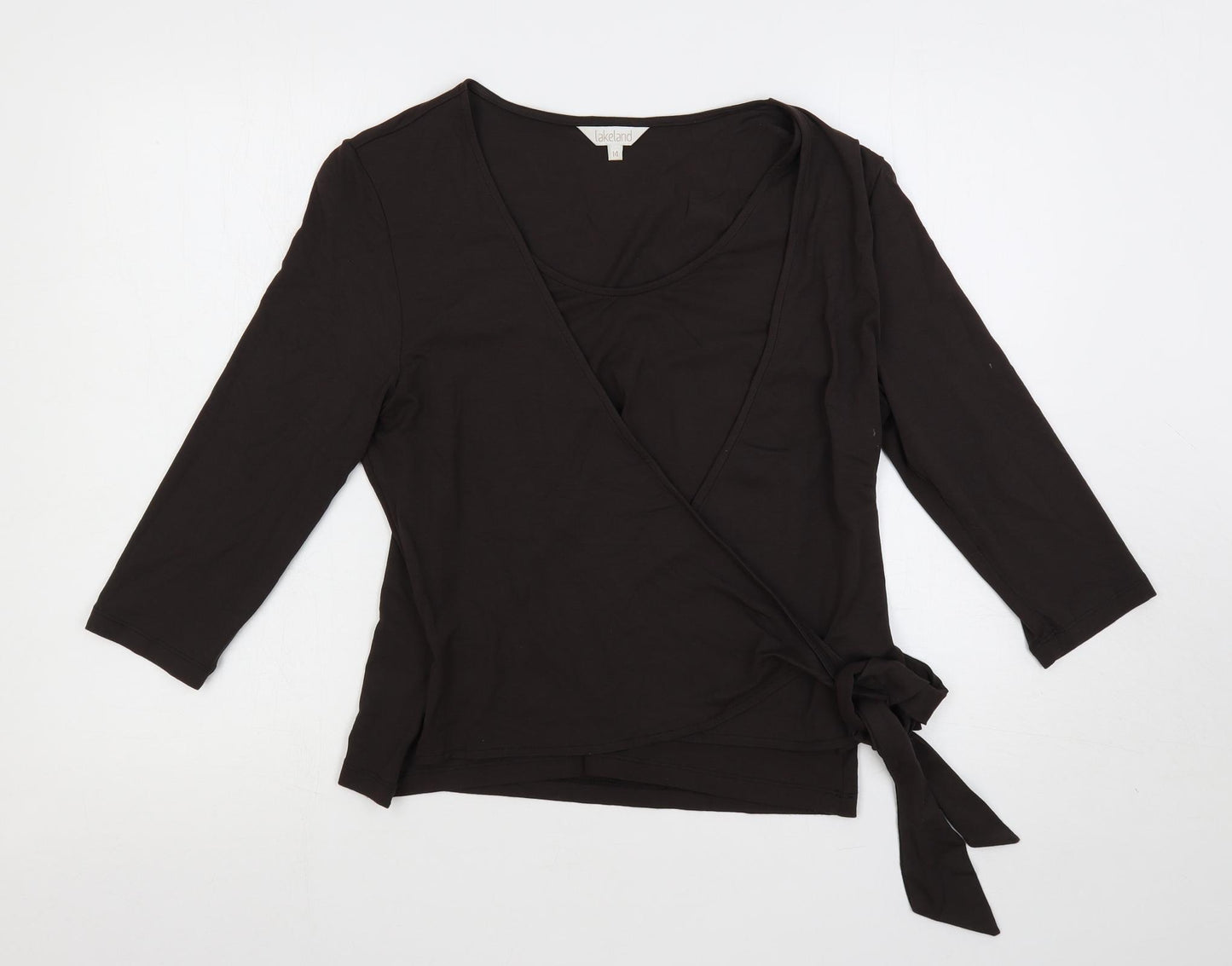 Lakeland Womens Brown Viscose Wrap Blouse Size 14 Round Neck
