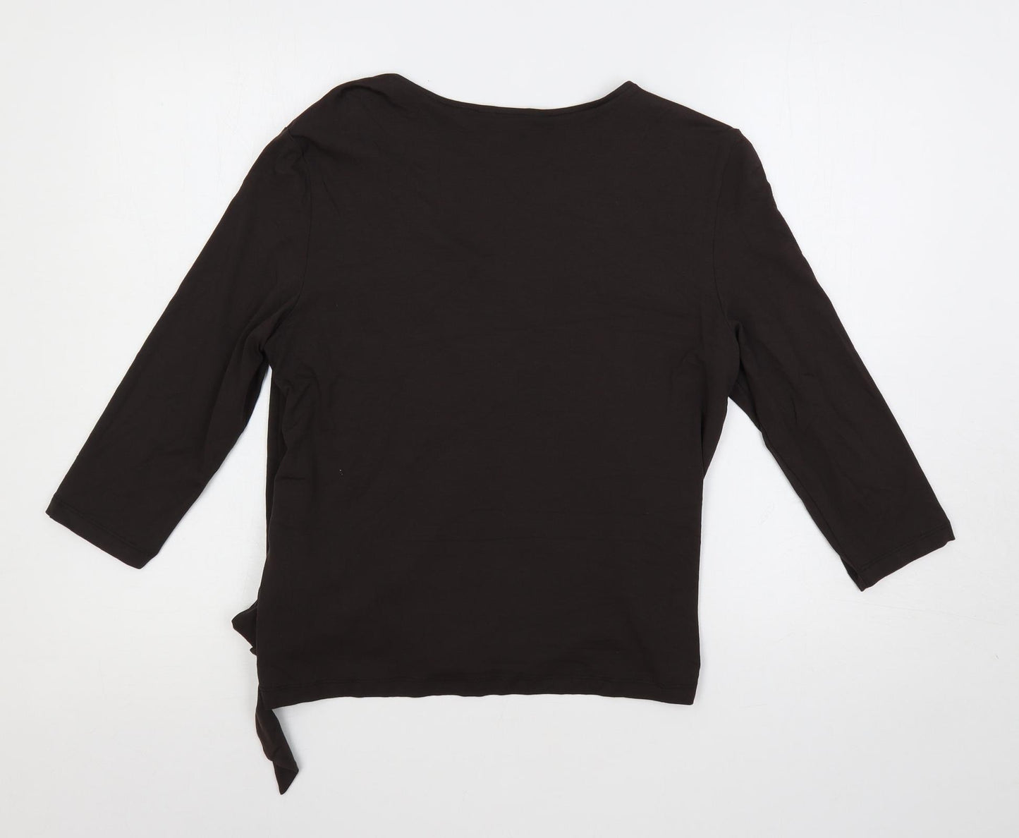 Lakeland Womens Brown Viscose Wrap Blouse Size 14 Round Neck