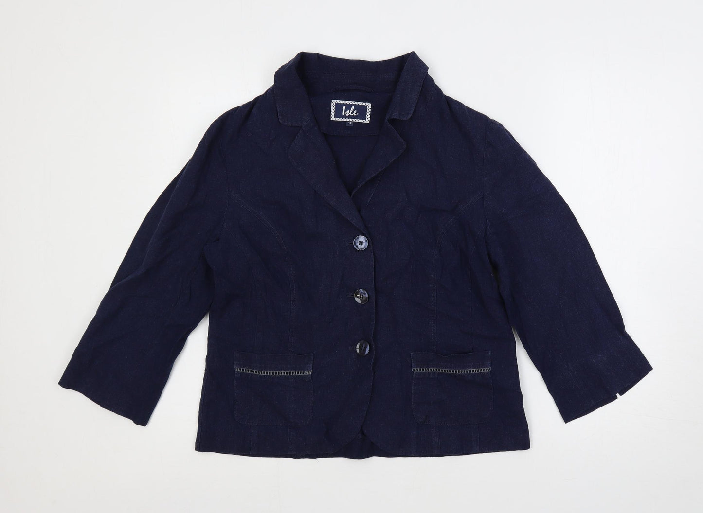 EWM Womens Blue Jacket Blazer Size 12 Button