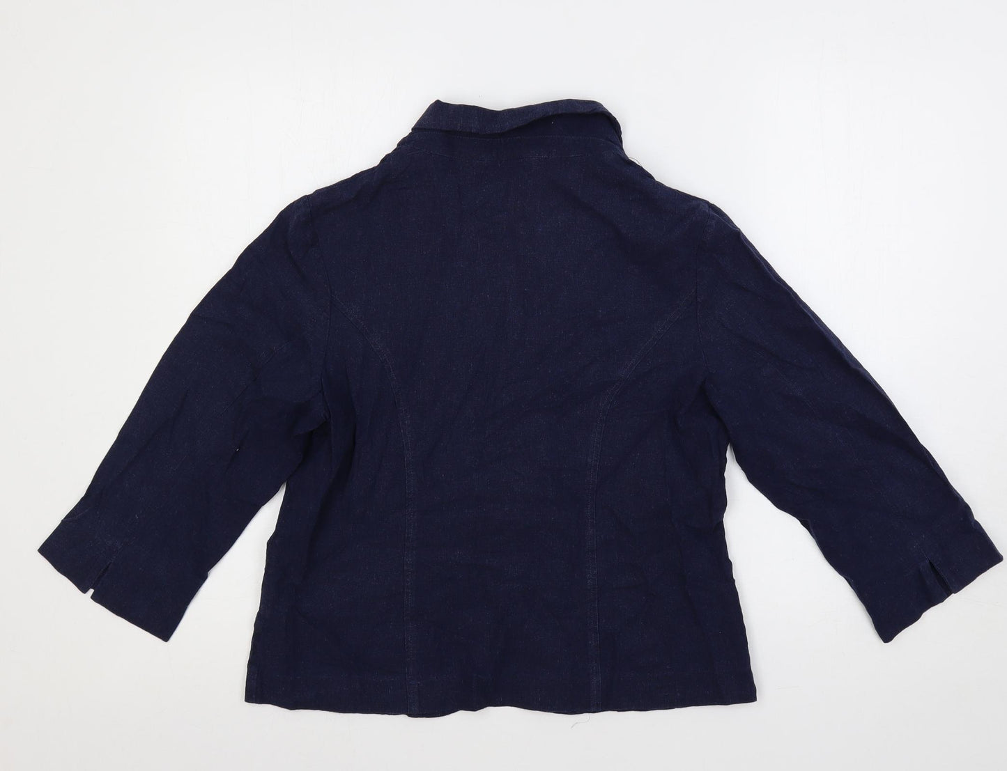 EWM Womens Blue Jacket Blazer Size 12 Button