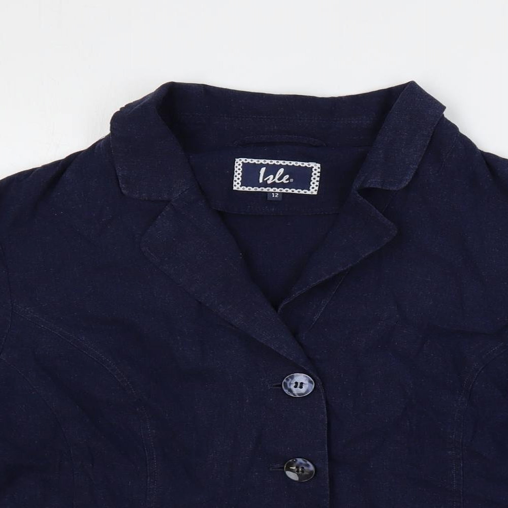 EWM Womens Blue Jacket Blazer Size 12 Button