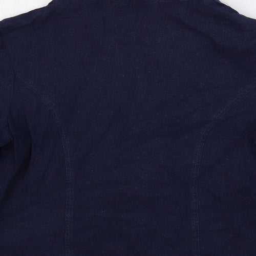 EWM Womens Blue Jacket Blazer Size 12 Button