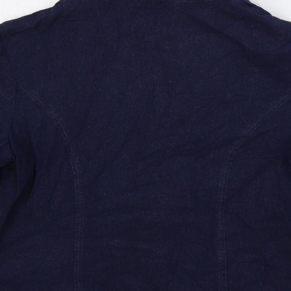 EWM Womens Blue Jacket Blazer Size 12 Button