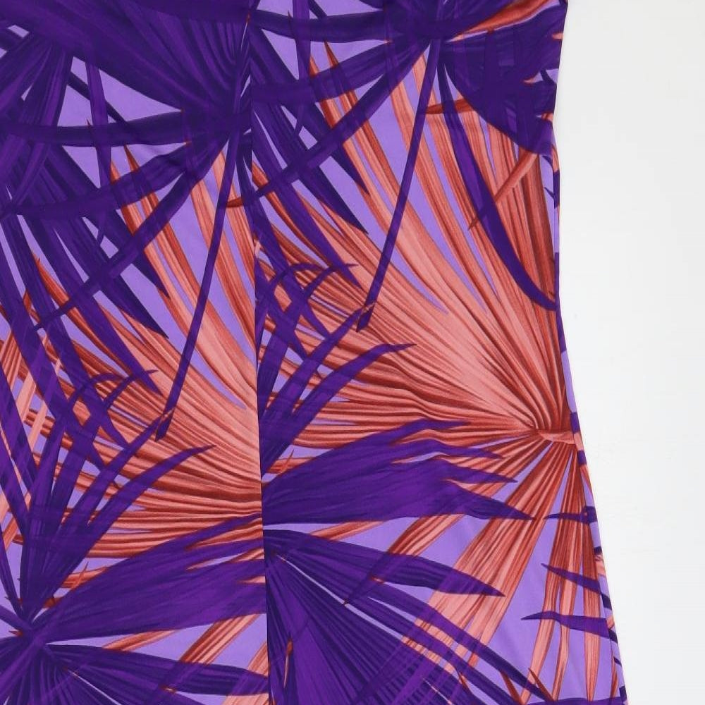 Anthony Studio Womens Purple Geometric Polyester Maxi Size L Round Neck Pullover