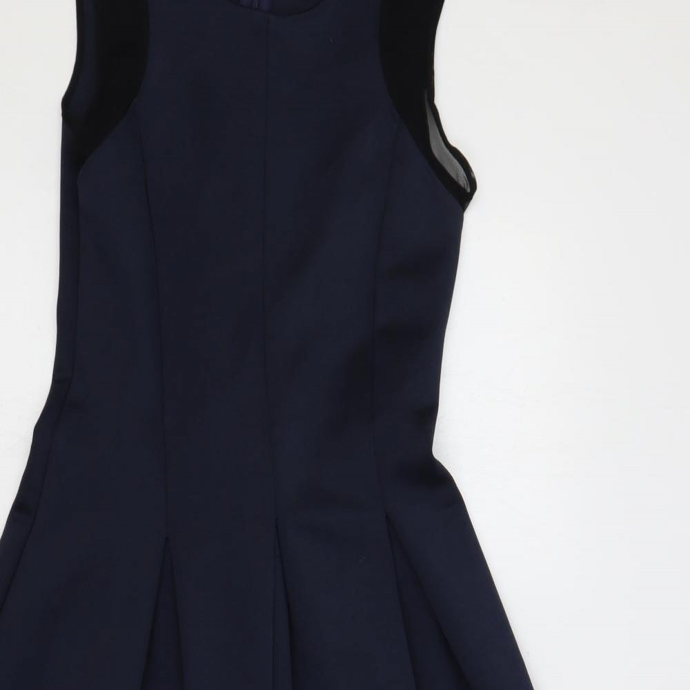 NEXT Womens Blue Polyester Fit & Flare Size 12 Round Neck Zip
