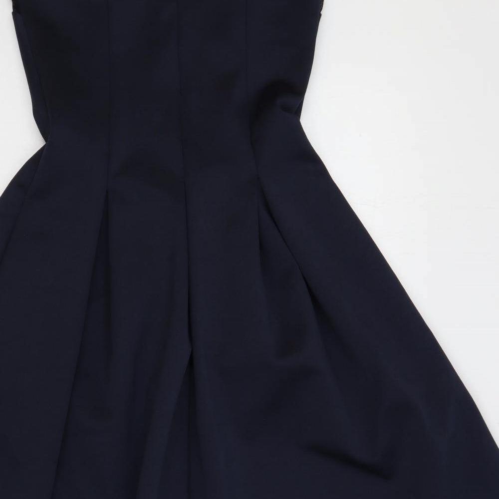 NEXT Womens Blue Polyester Fit & Flare Size 12 Round Neck Zip
