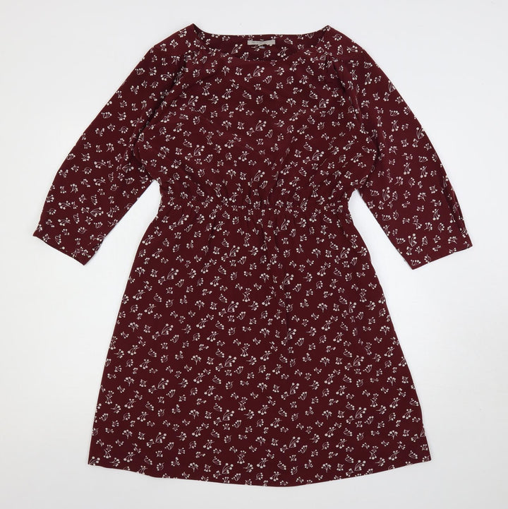 Gap Womens Red Floral Polyester A-Line Size M Boat Neck Pullover - Elastic Waist