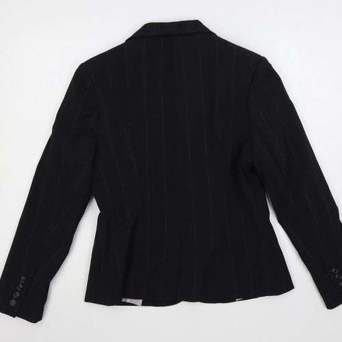 Dunnes Stores Womens Black Striped Jacket Blazer Size 14 Button