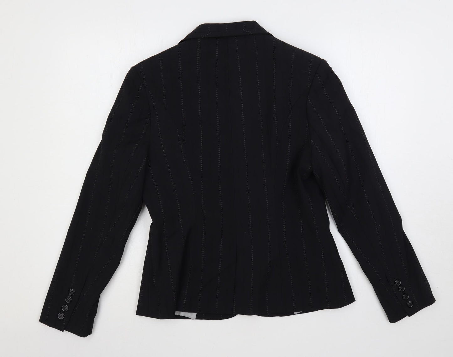 Dunnes Stores Womens Black Striped Jacket Blazer Size 14 Button