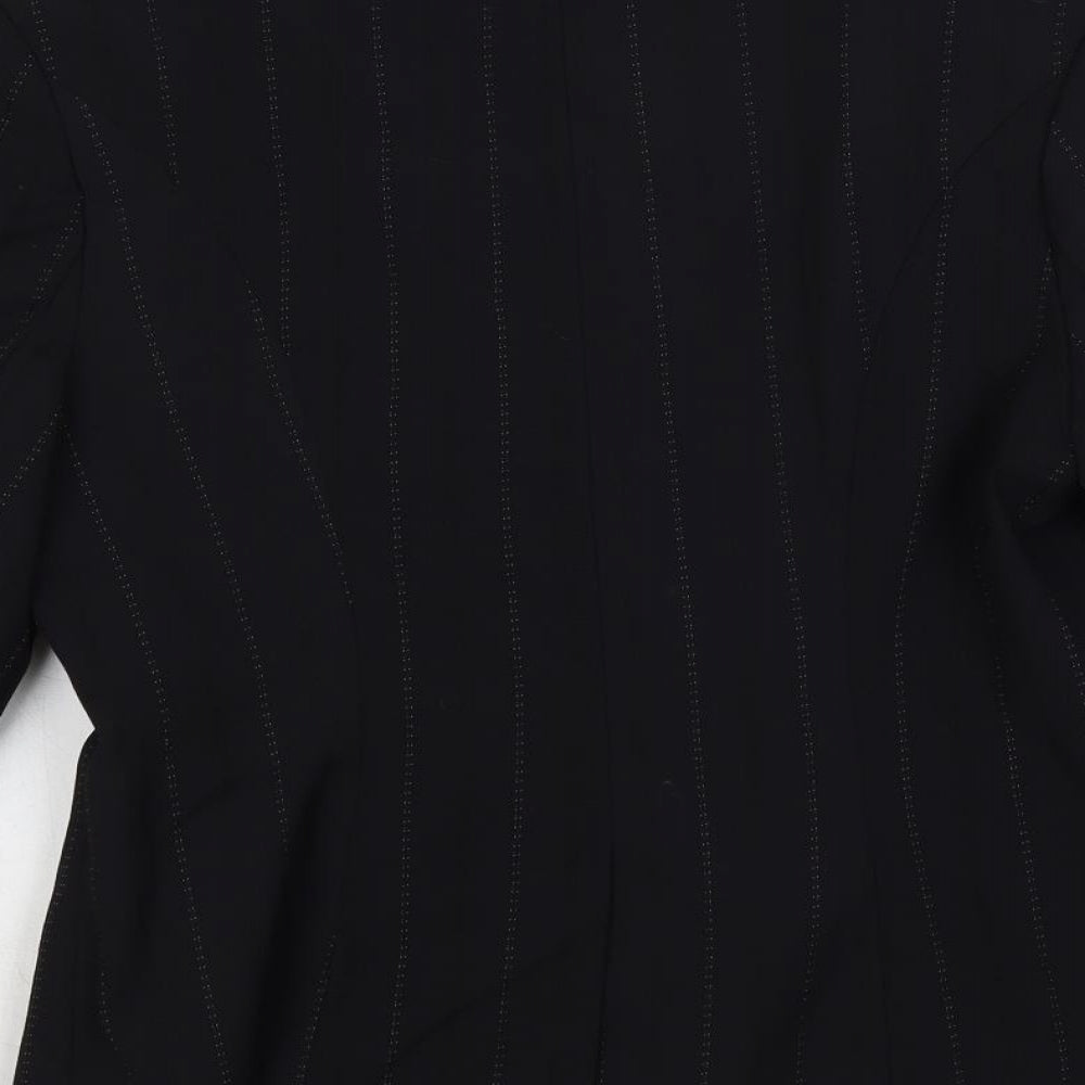 Dunnes Stores Womens Black Striped Jacket Blazer Size 14 Button