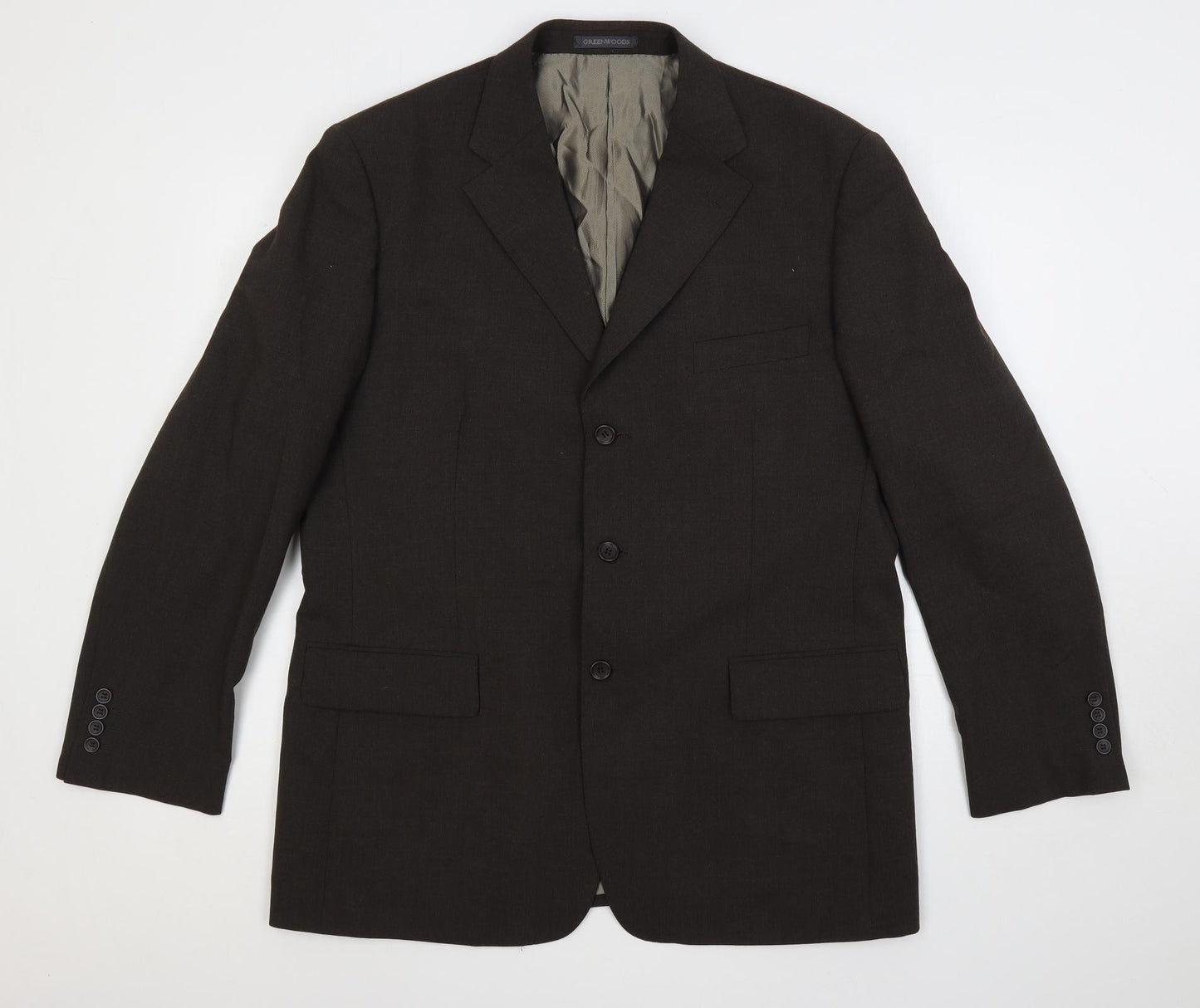 Greenwoods Mens Brown Polyester Jacket Suit Jacket Size 44 Regular