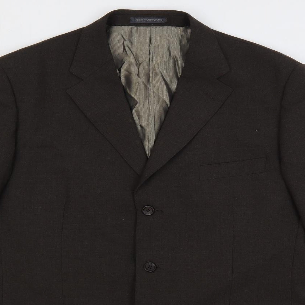 Greenwoods Mens Brown Polyester Jacket Suit Jacket Size 44 Regular