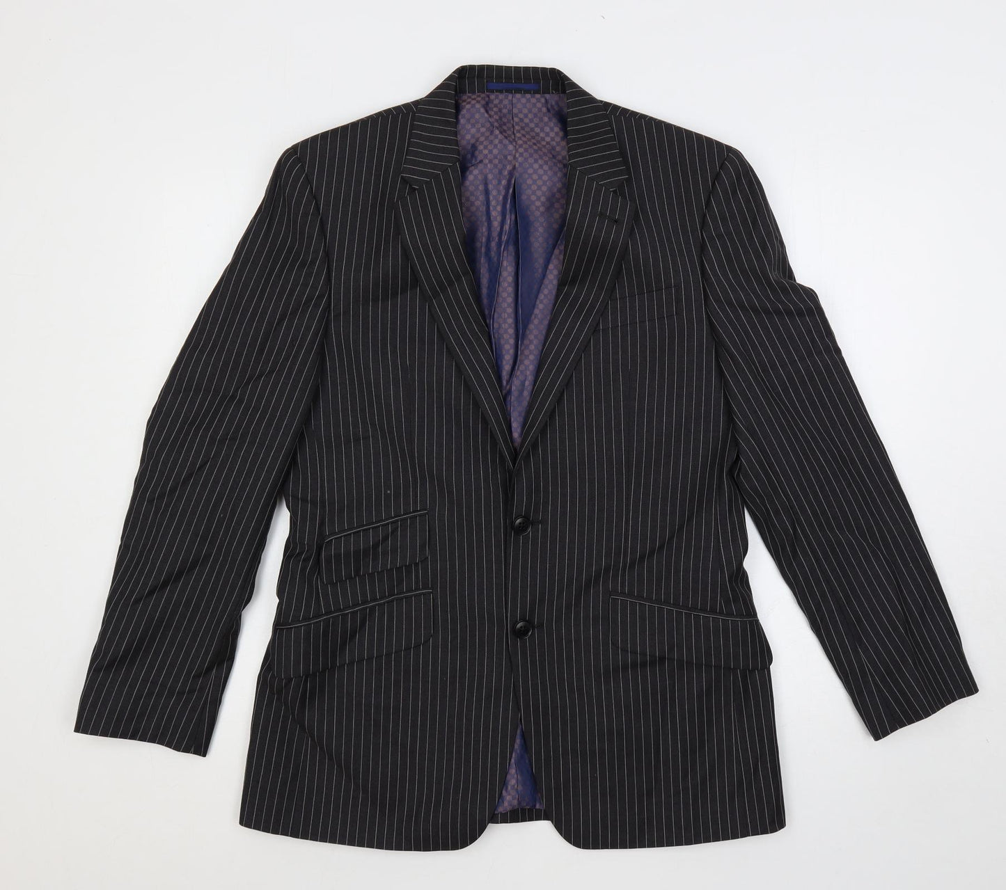 NEXT Mens Grey Striped Wool Jacket Suit Jacket Size 38 Regular