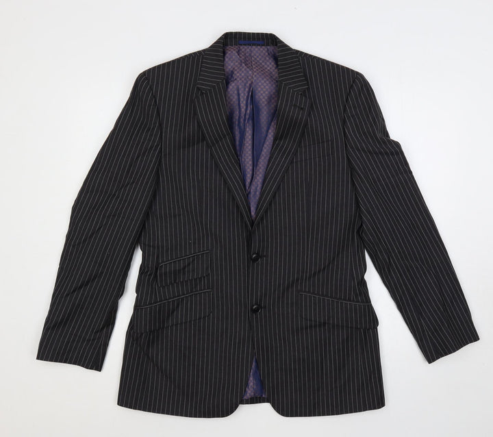 NEXT Mens Grey Striped Wool Jacket Suit Jacket Size 38 Regular