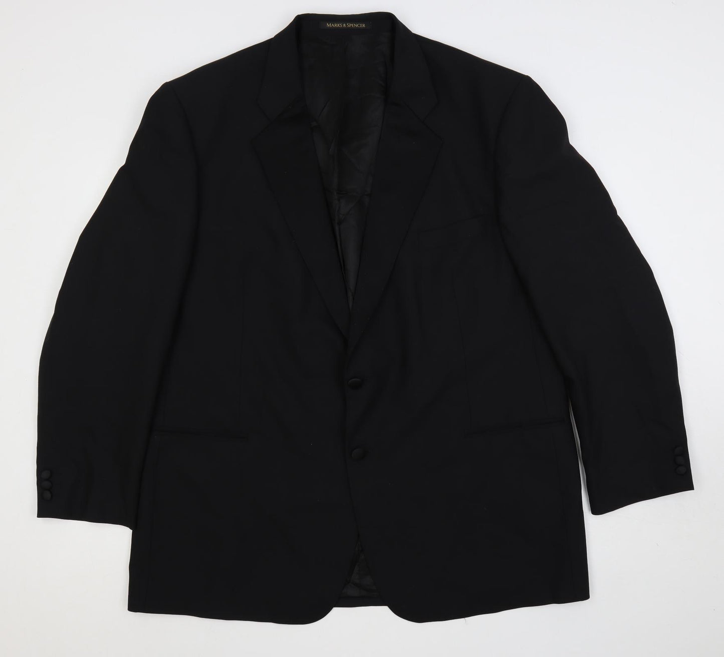 Marks and Spencer Mens Black Wool Tuxedo Suit Jacket Size 48 Regular