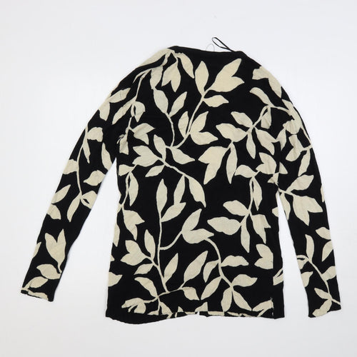 Marks and Spencer Womens Black V-Neck Geometric Viscose Cardigan Jumper Size XS - Open