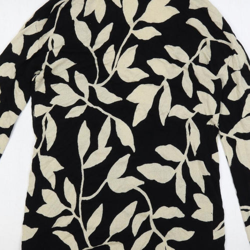Marks and Spencer Womens Black V-Neck Geometric Viscose Cardigan Jumper Size XS - Open
