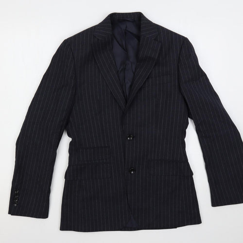 Moss 1851 Mens Blue Striped Wool Jacket Suit Jacket Size 34 Regular