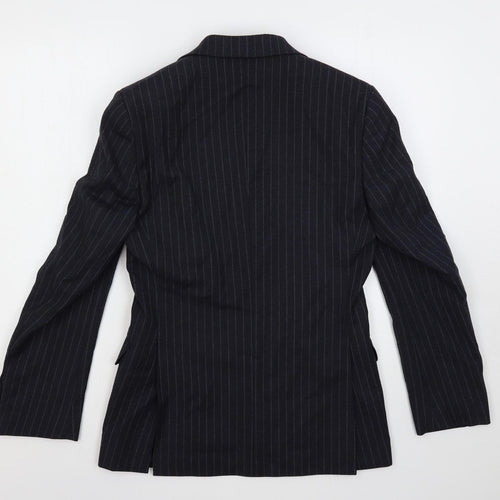 Moss 1851 Mens Blue Striped Wool Jacket Suit Jacket Size 34 Regular