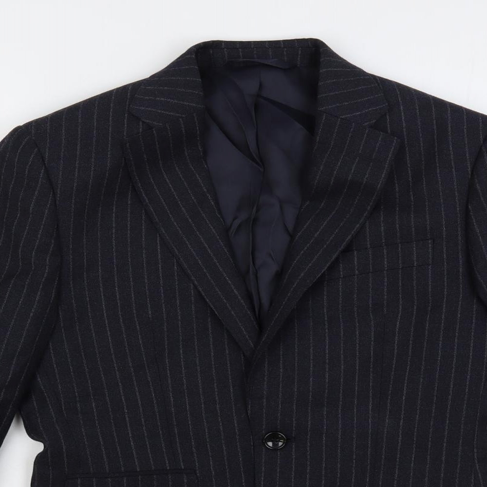 Moss 1851 Mens Blue Striped Wool Jacket Suit Jacket Size 34 Regular