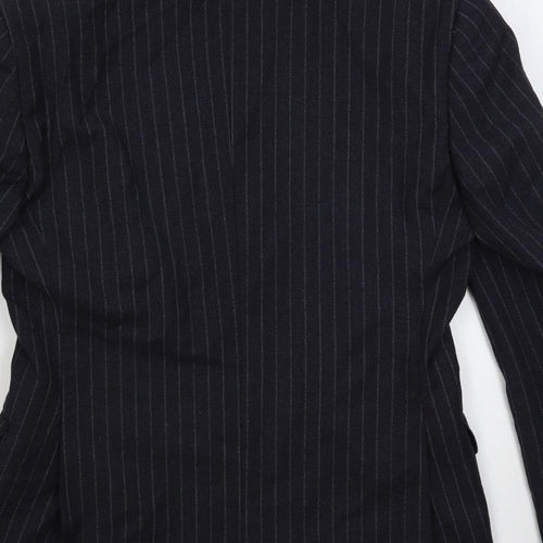 Moss 1851 Mens Blue Striped Wool Jacket Suit Jacket Size 34 Regular