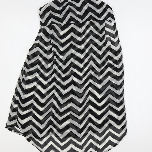 H&M Womens Black Geometric Polyester Basic Button-Up Size 8 Collared - Sheer