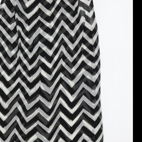H&M Womens Black Geometric Polyester Basic Button-Up Size 8 Collared - Sheer