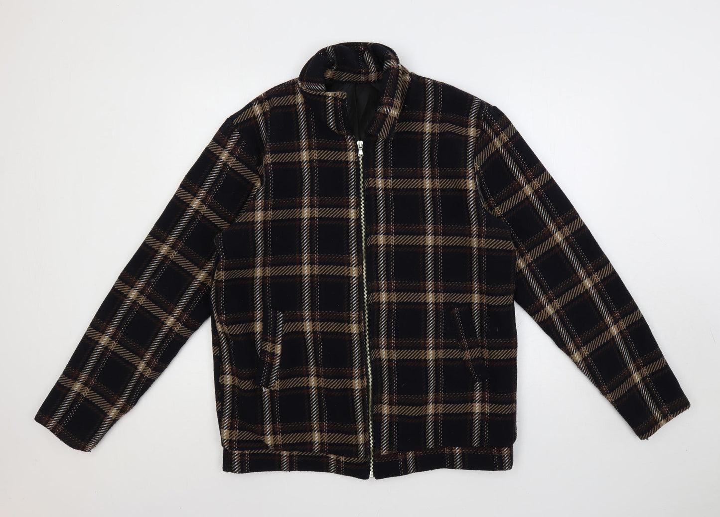 Boohoo MAN Mens Blue Plaid Jacket Size XL Zip