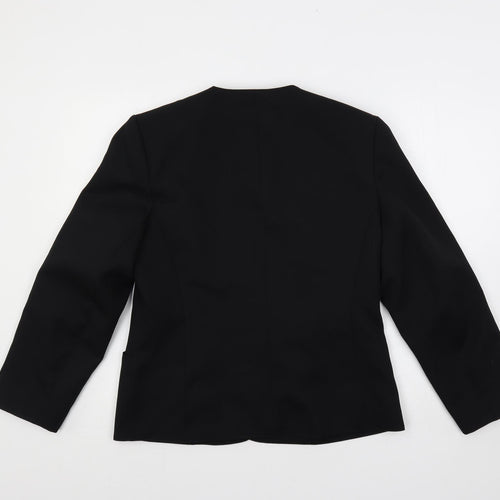 Classic Woman Womens Black Jacket Blazer Size 14 Button - Embroidered