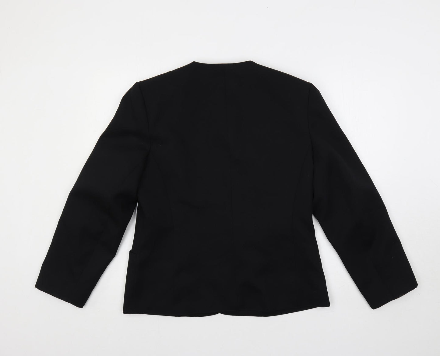 Classic Woman Womens Black Jacket Blazer Size 14 Button - Embroidered