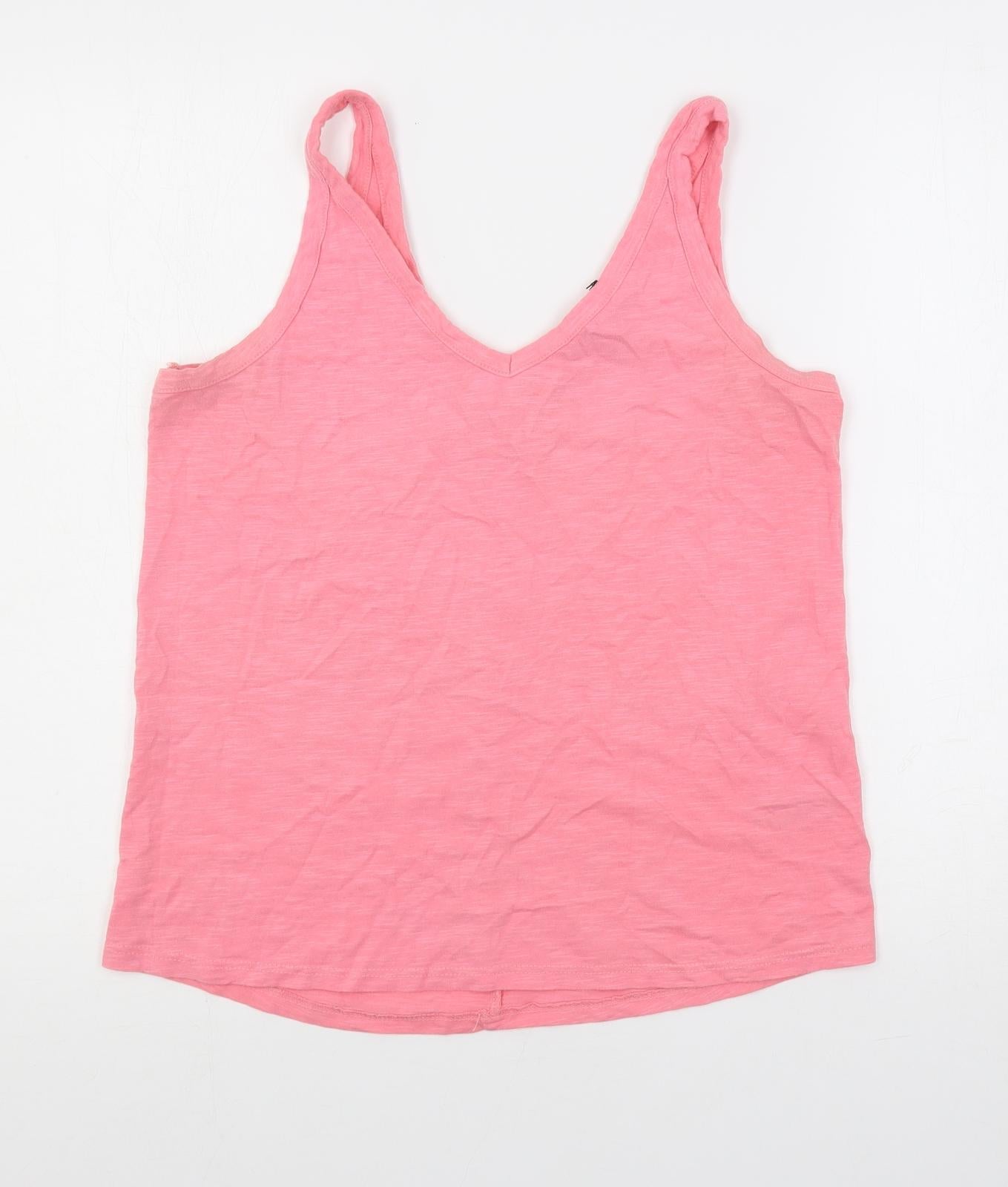 NEXT Womens Pink Cotton Basic Tank Size 10 V-Neck