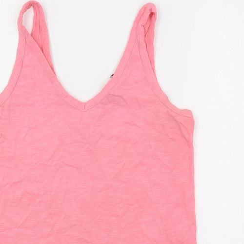 NEXT Womens Pink Cotton Basic Tank Size 10 V-Neck