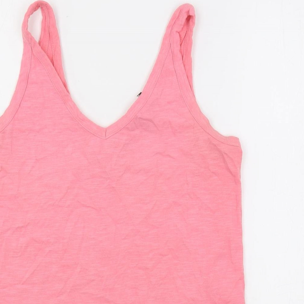 NEXT Womens Pink Cotton Basic Tank Size 10 V-Neck