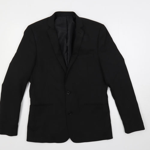 ASOS Mens Black Polyester Jacket Suit Jacket Size 40 Regular