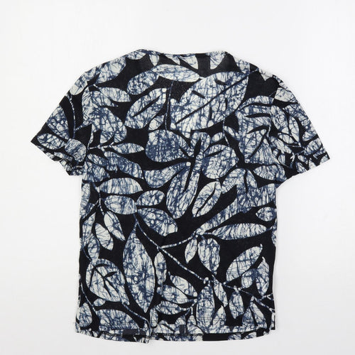 CC Womens Blue Geometric Polyester Basic T-Shirt Size M V-Neck