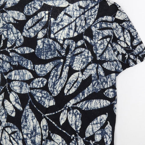 CC Womens Blue Geometric Polyester Basic T-Shirt Size M V-Neck