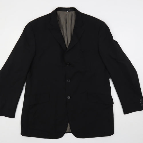 Marks and Spencer Mens Black Polyester Jacket Suit Jacket Size 44 Regular