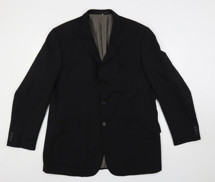 Marks and Spencer Mens Black Polyester Jacket Suit Jacket Size 44 Regular
