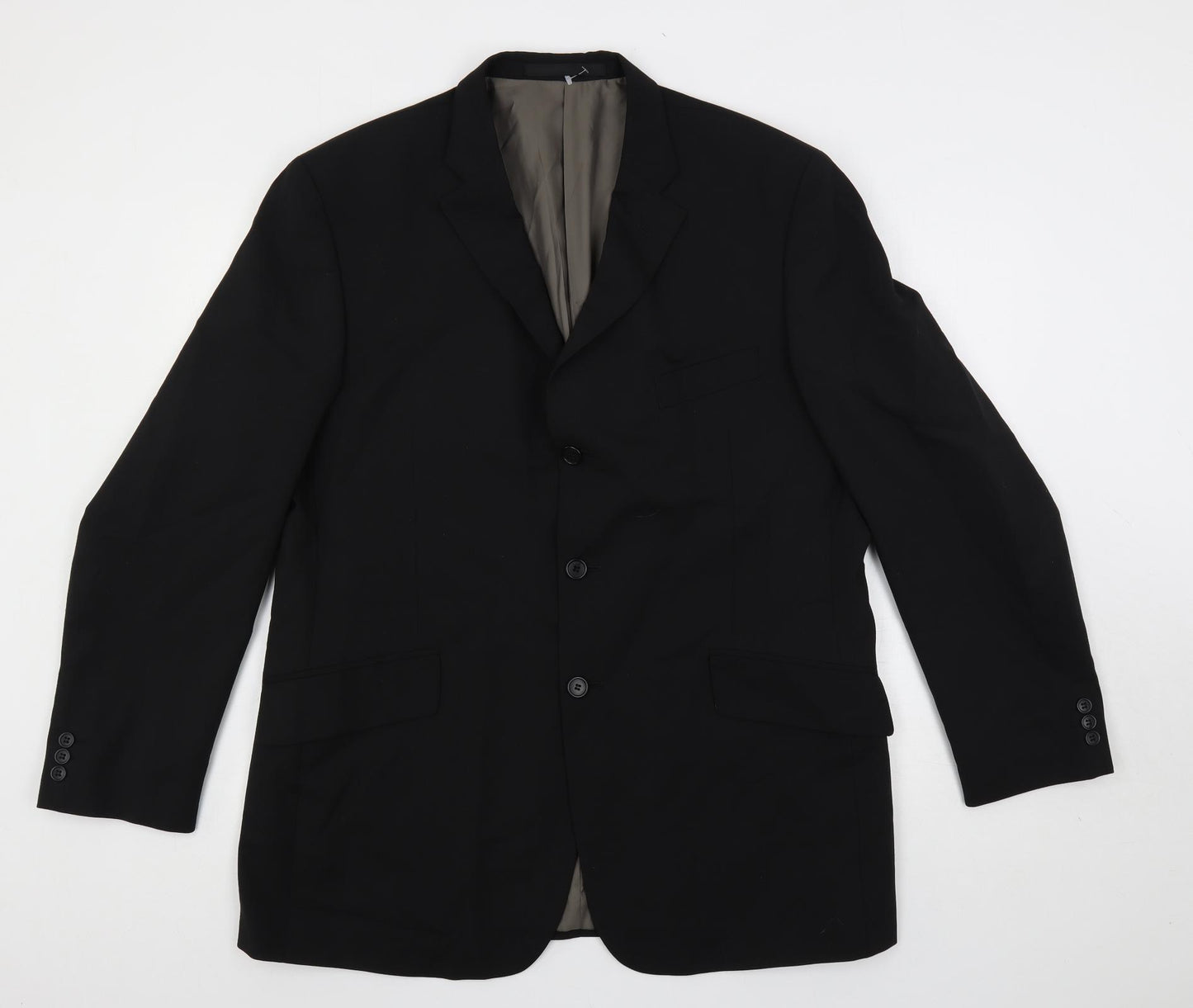 Marks and Spencer Mens Black Polyester Jacket Suit Jacket Size 44 Regular