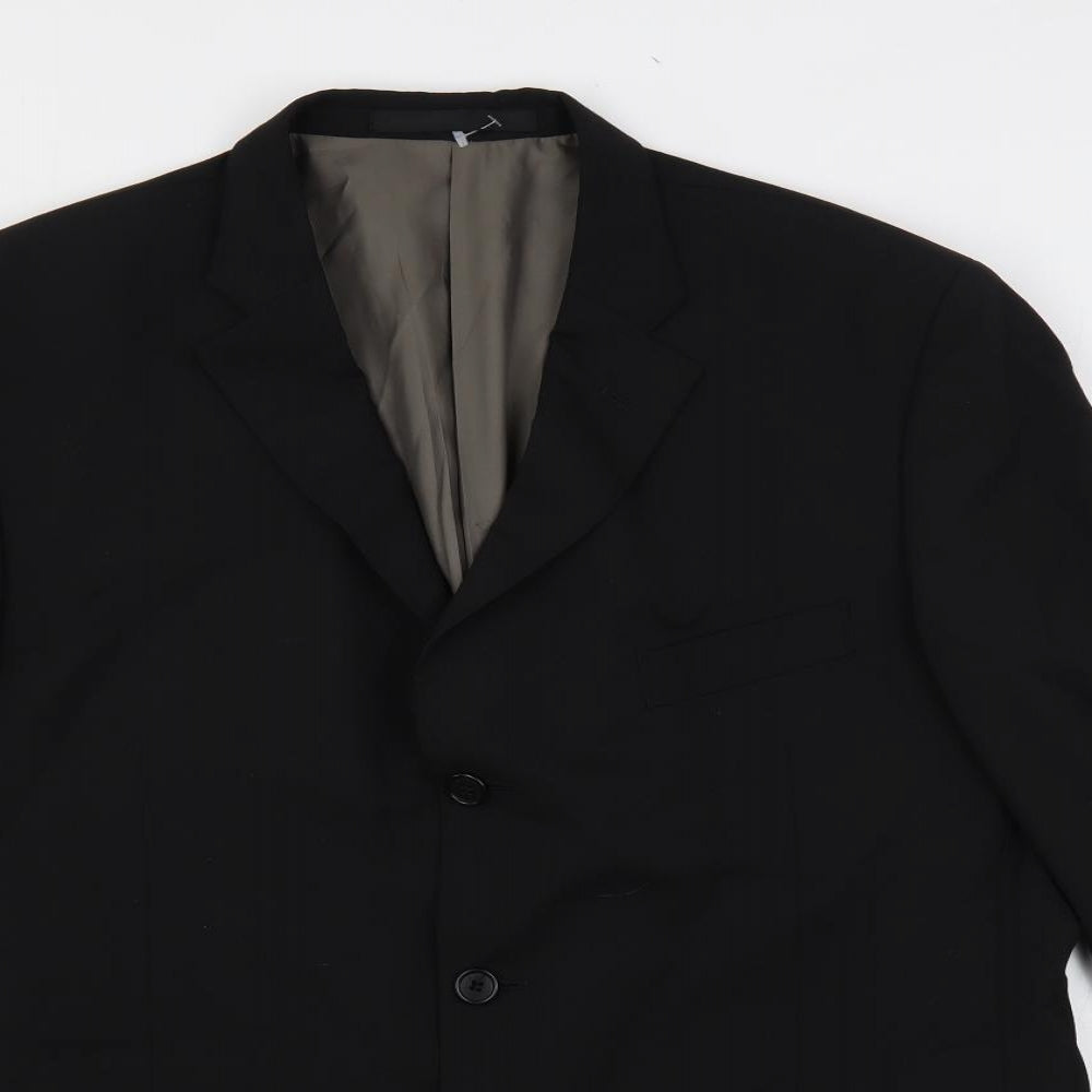 Marks and Spencer Mens Black Polyester Jacket Suit Jacket Size 44 Regular