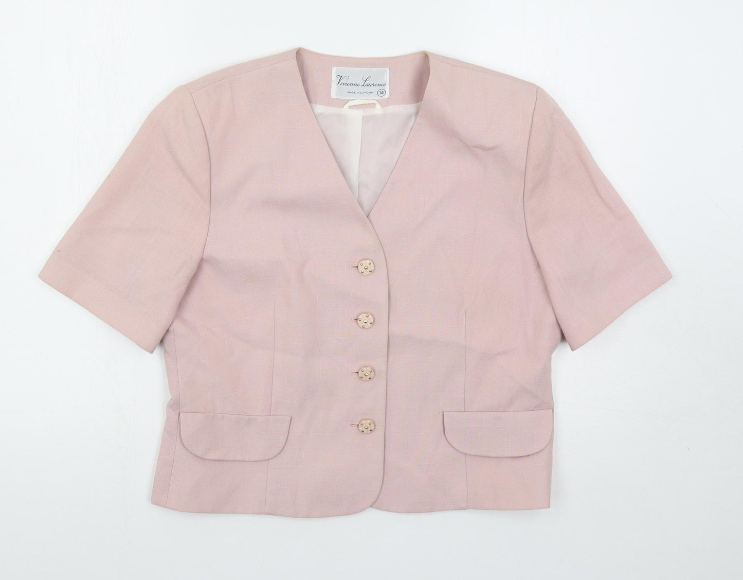 Vivienne Lawrence Womens Pink Jacket Blazer Size 14 Button