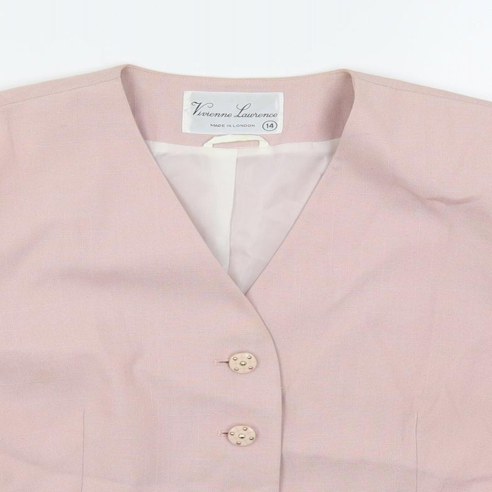 Vivienne Lawrence Womens Pink Jacket Blazer Size 14 Button